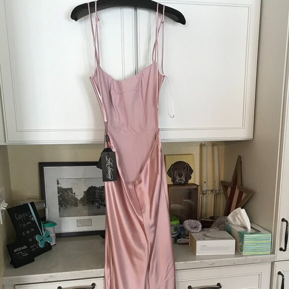 NWT La Femme 27010 Satin Prom Dress Pink Size 6 - Picture 8 of 12